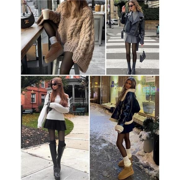 Fleece Lined Tights Sheer Women Thermal Tights Fake Faux Translucent Warm - Picture 4 of 10